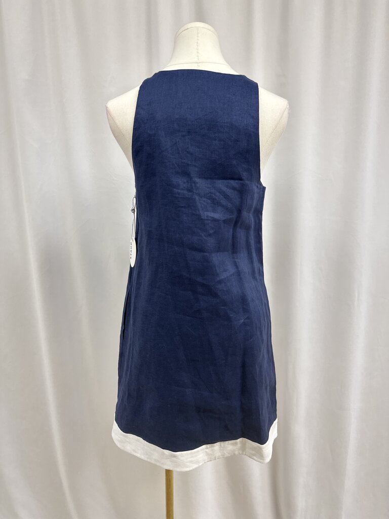 Staud Navy and White Linen Dress NWT