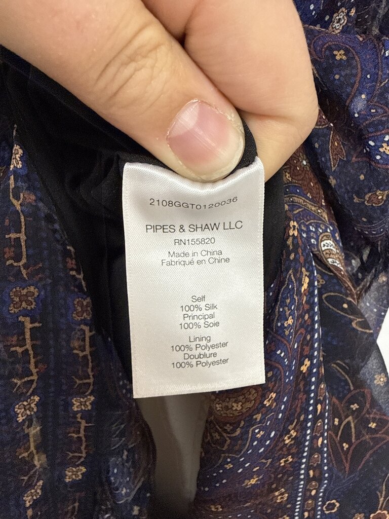 Veronica Beard Blue Floral Ruffle Chiffon Maxi Dress