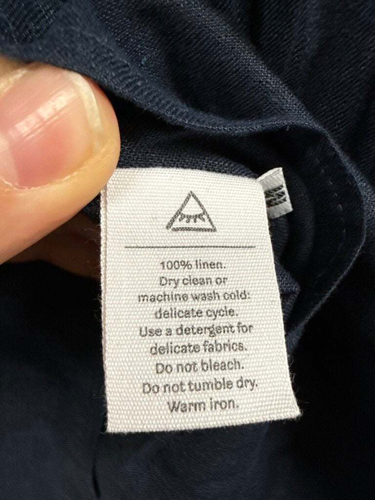 Sleeper Blue Linen Smocked Midi Dress