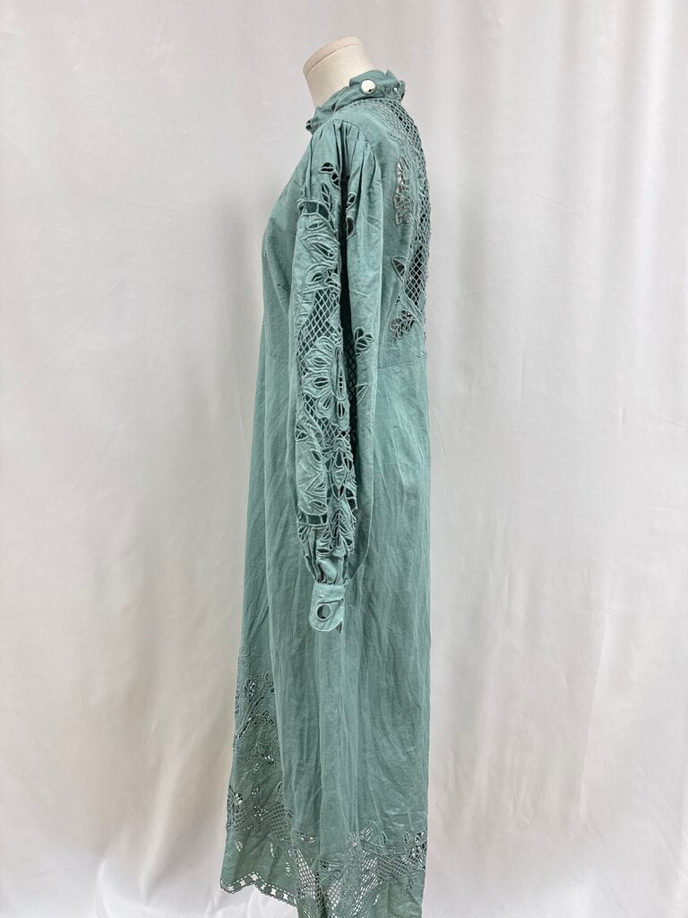 Farm Rio Sage Linen Eyelet Maxi Dress NWT (As Is)
