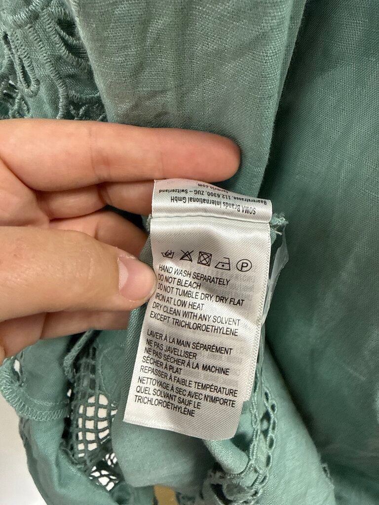 Farm Rio Sage Linen Eyelet Maxi Dress NWT (As Is)