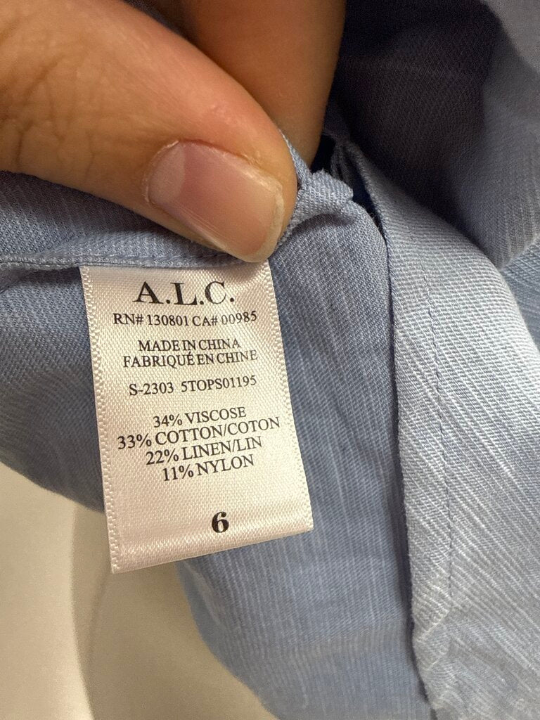 A.L.C. Light Blue Box Pleat Blouse