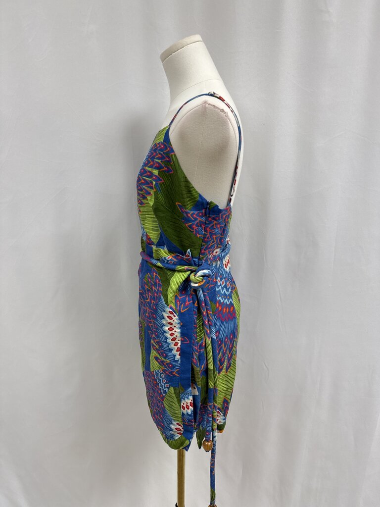 Farm Rio Blue Mackaw Wrap Mini Dress