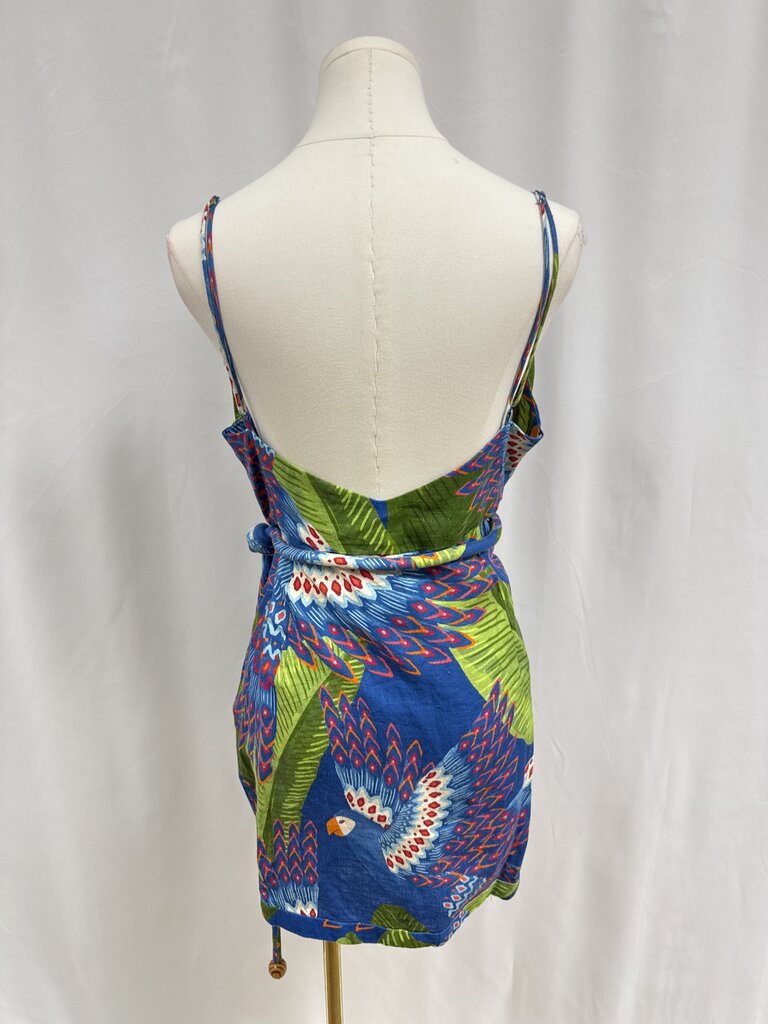 Farm Rio Blue Mackaw Wrap Mini Dress
