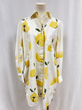 Max Mara White Lemon Print Button Up Dress