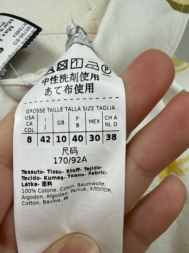 Max Mara White Lemon Print Button Up Dress
