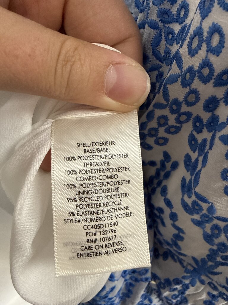 Alice + Olivia Blue and White Eyelet Ruched Strapless Sundress NWT