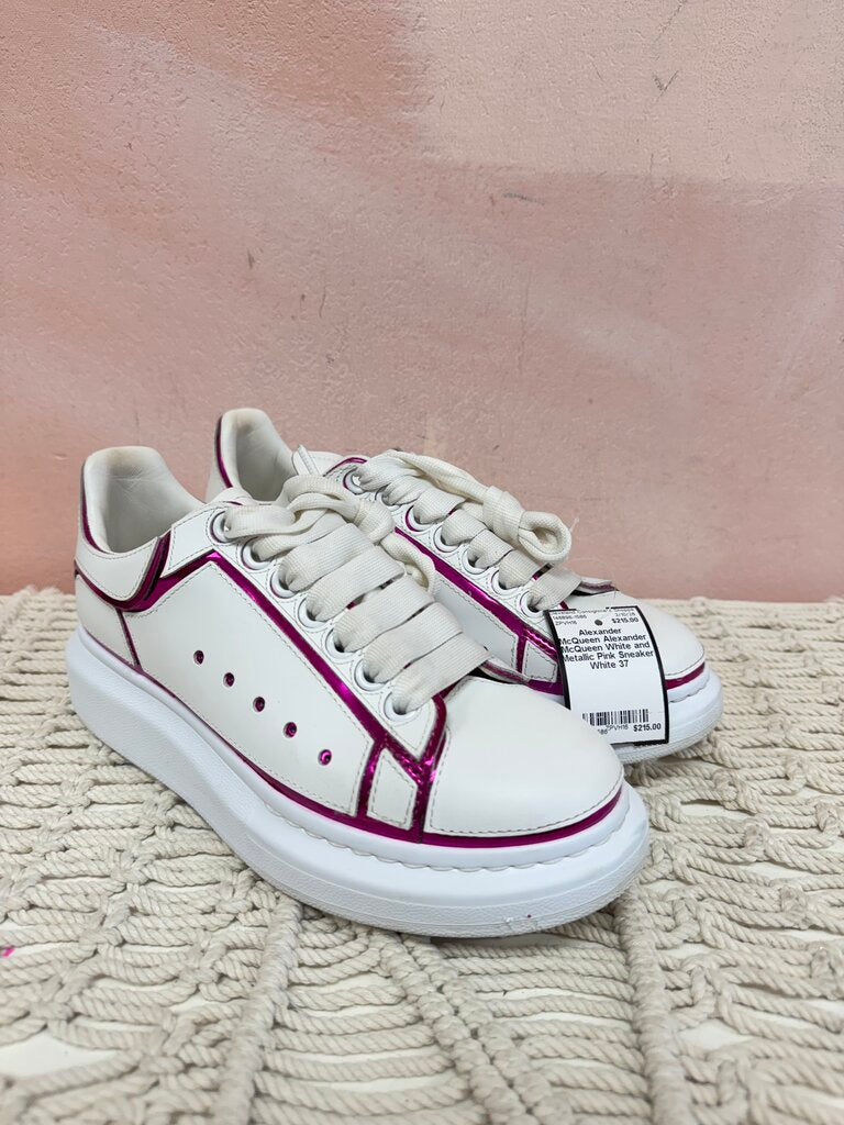 Alexander McQueen White and Metallic Pink Sneaker