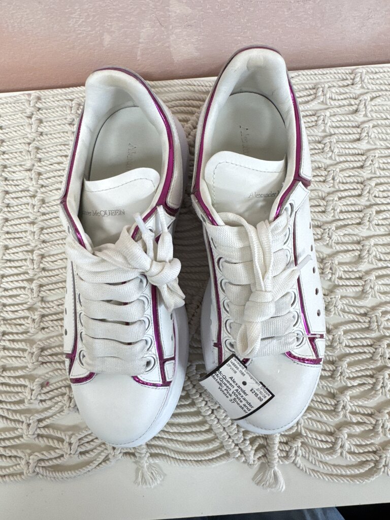 Alexander McQueen White and Metallic Pink Sneaker