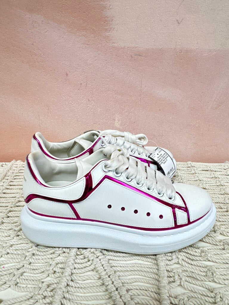 Alexander McQueen White and Metallic Pink Sneaker