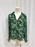 alice + olivia Green Floral Silk Blouse