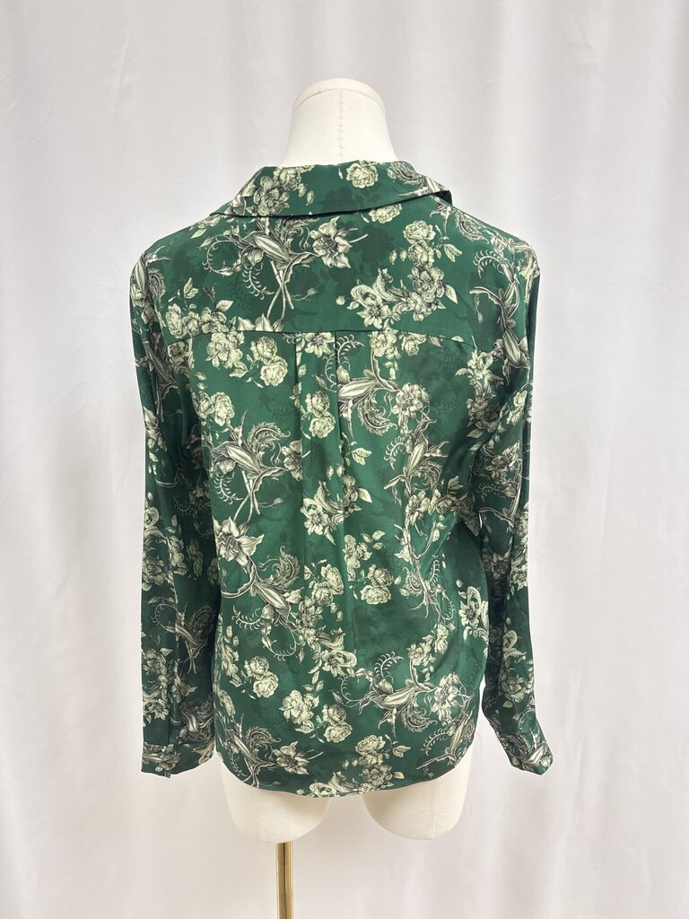 alice + olivia Green Floral Silk Blouse