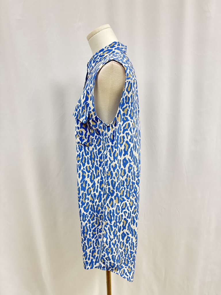 Equipment Femme Blue Animal Print Button Up Dress