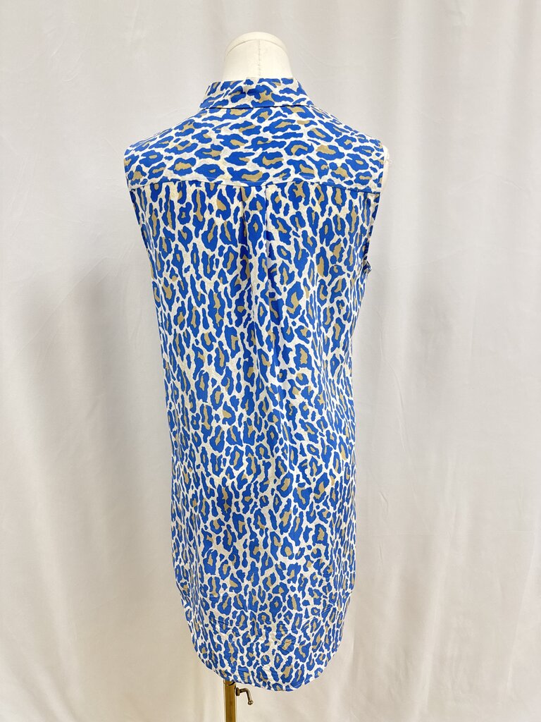 Equipment Femme Blue Animal Print Button Up Dress