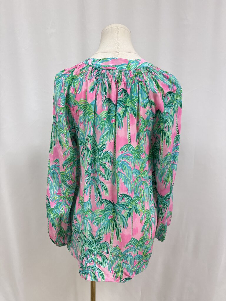 Lilly Pulitzer Pink and Green Palm Tree Blouse