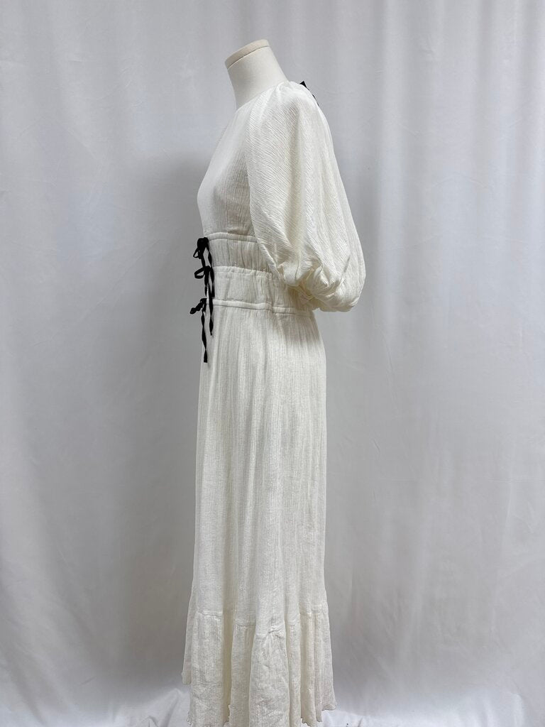 Erdem White Puff Sleeve Maxi Dress (Orig $5120) (AS IS:Small Stains and Hem needs to be surged))