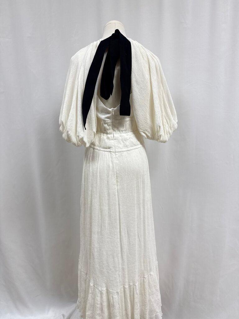 Erdem White Puff Sleeve Maxi Dress (Orig $5120) (AS IS:Small Stains and Hem needs to be surged))