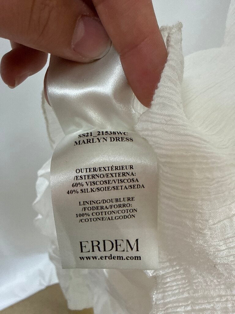 Erdem White Puff Sleeve Maxi Dress (Orig $5120) (AS IS:Small Stains and Hem needs to be surged))