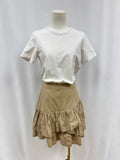 Veronica Beard White and Tan Ruffle Dress