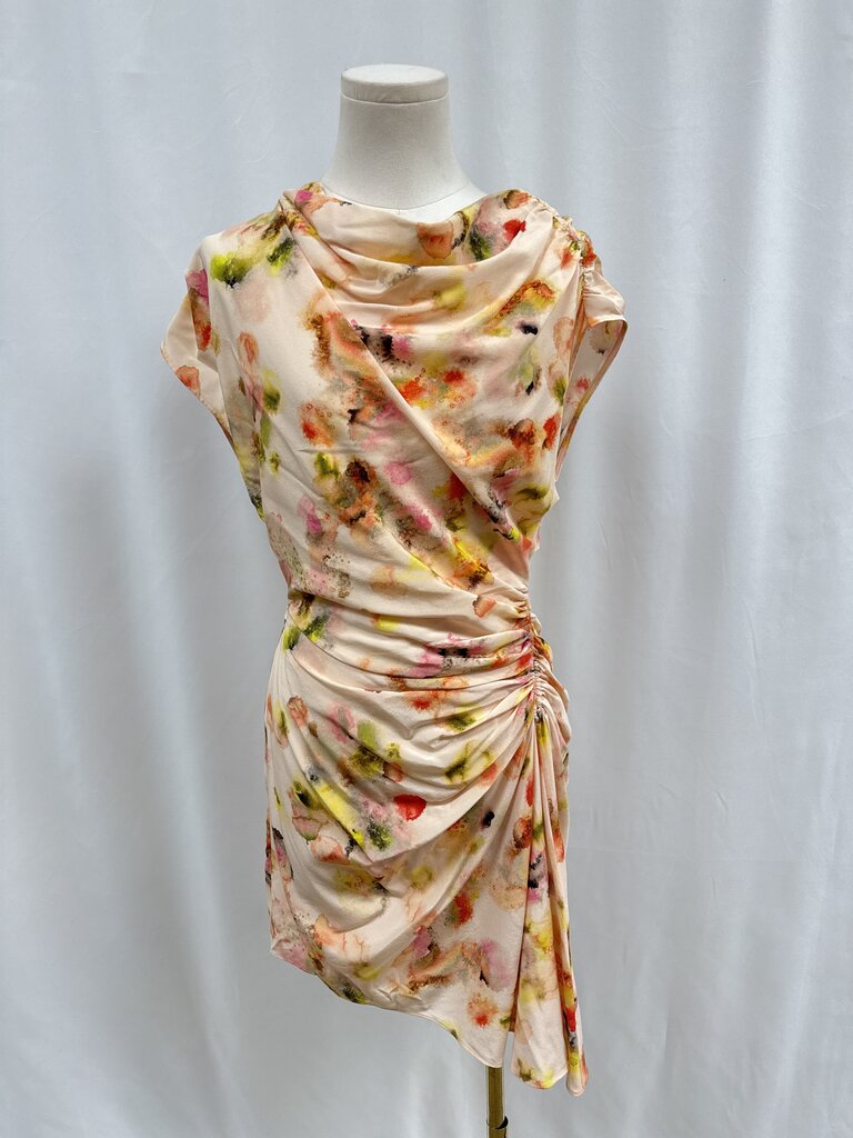 A.L.C. Peach Watercolor Cowl Neck Dress NWT
