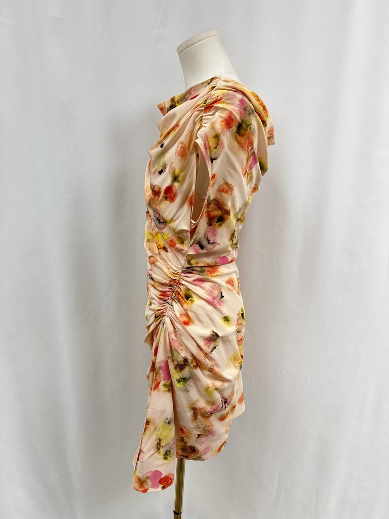 A.L.C. Peach Watercolor Cowl Neck Dress NWT