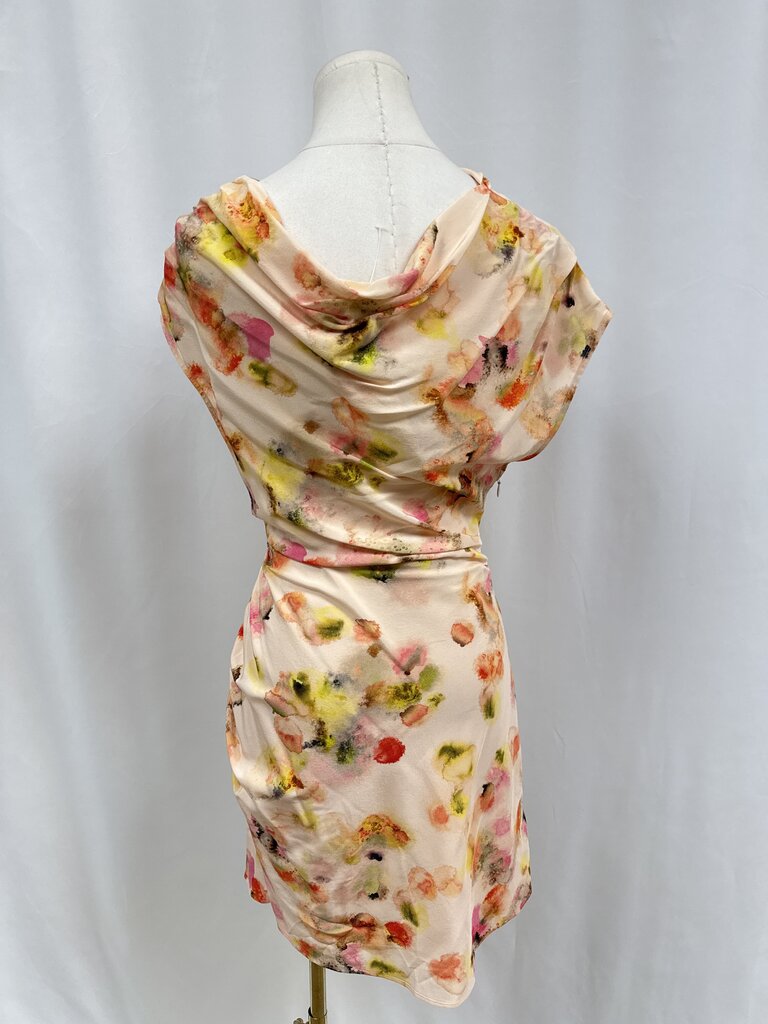 A.L.C. Peach Watercolor Cowl Neck Dress NWT