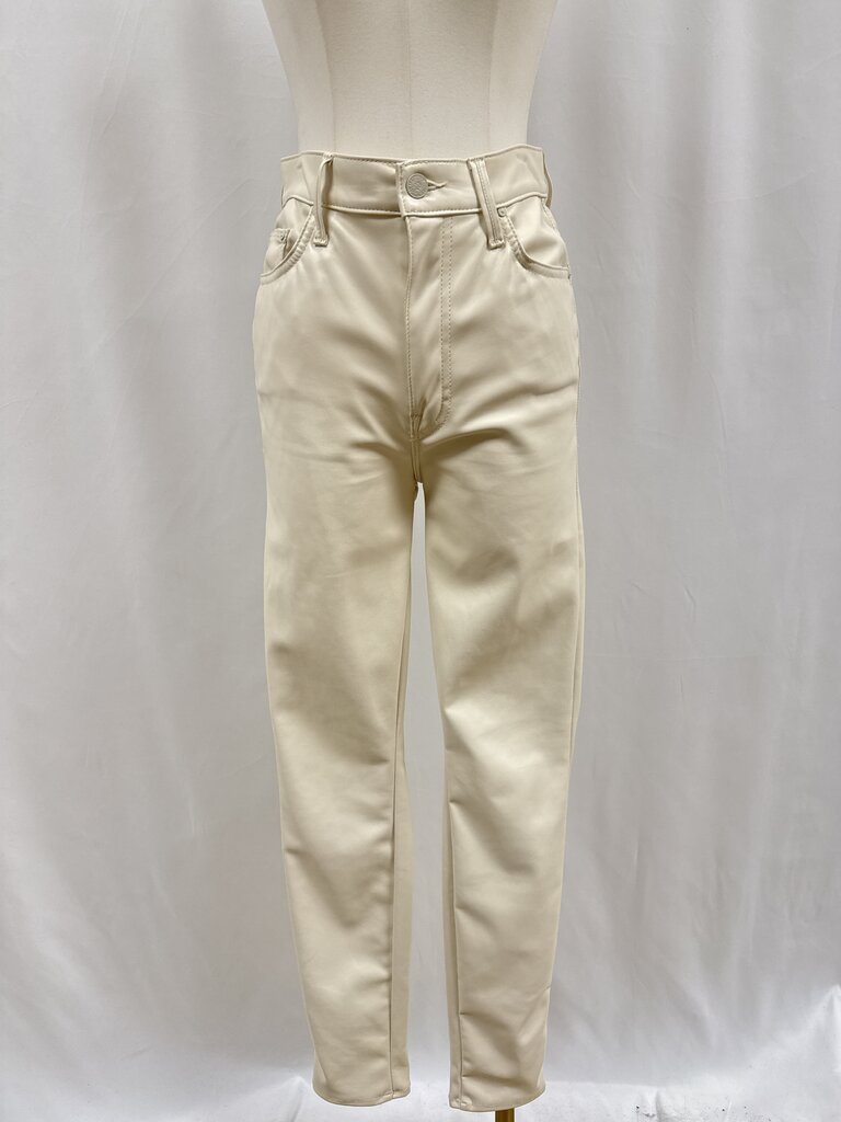 Mother Cream Faux Leather Pant