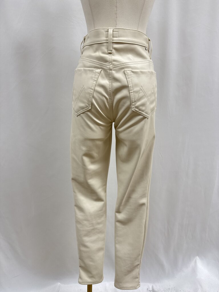 Mother Cream Faux Leather Pant