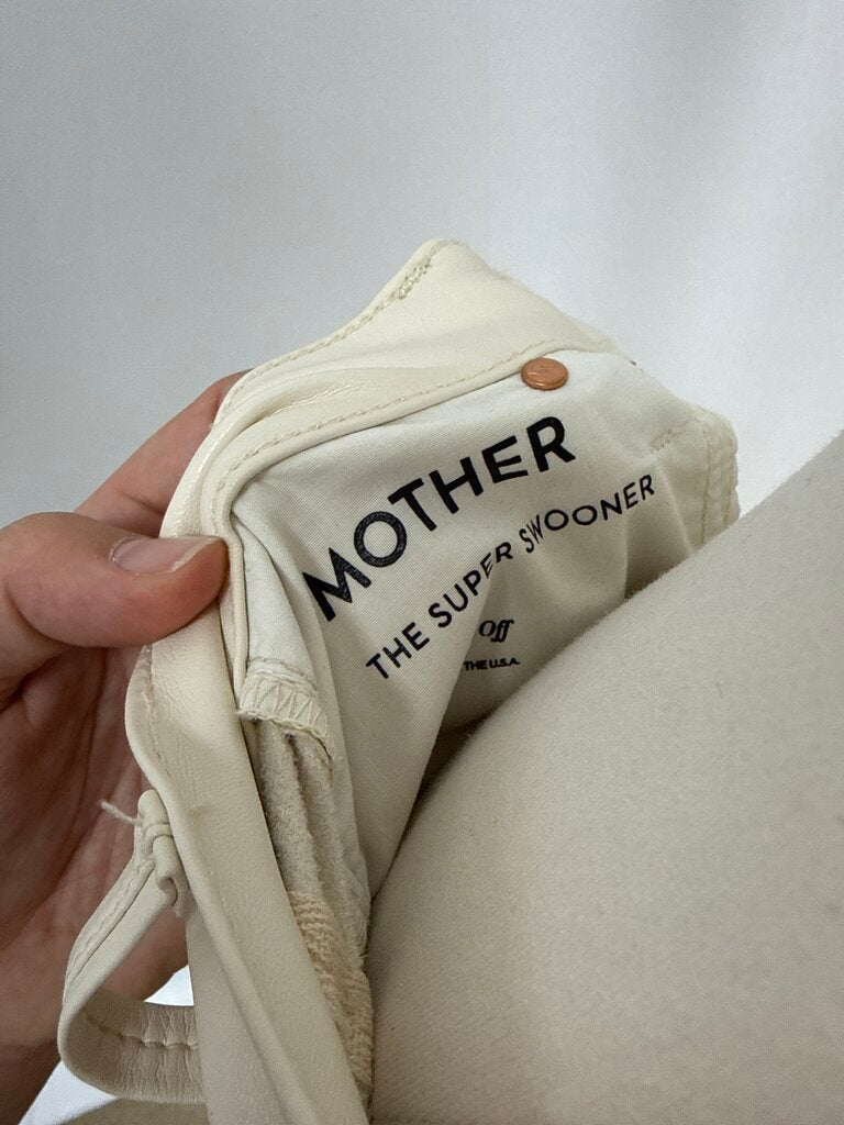 Mother Cream Faux Leather Pant