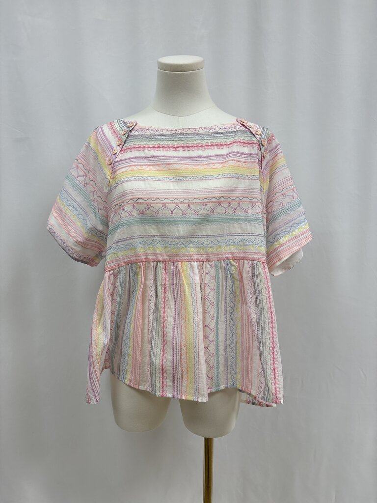 Anthropologie Multi Embroidered Blouse