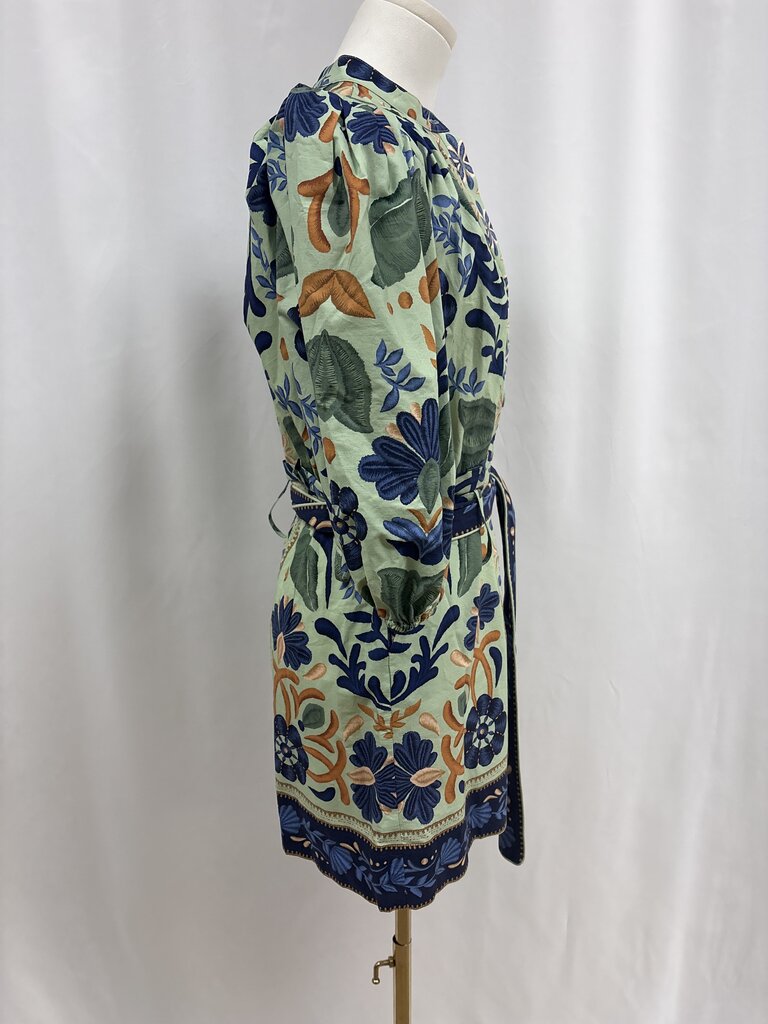 Farm Rio Sage Floral Belted Romper