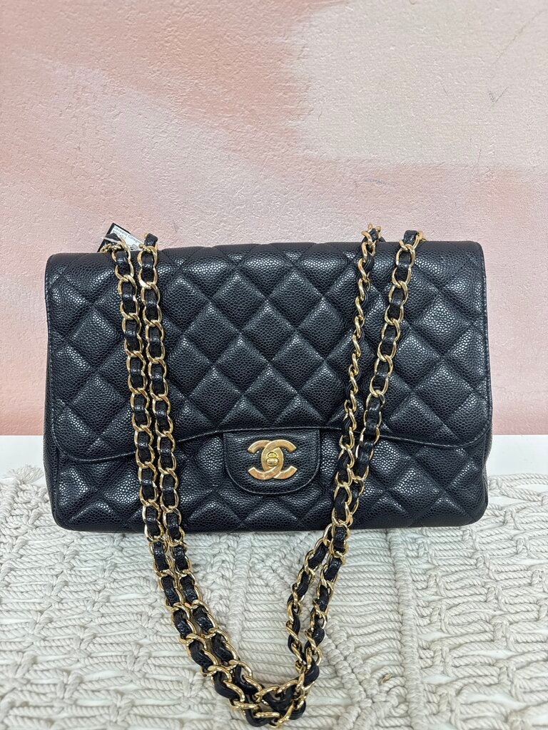 Chanel Black Caviar Quilted Jumbo Flap Bag '09-'10