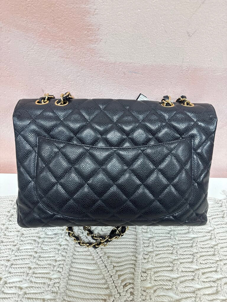 Chanel Black Caviar Quilted Jumbo Flap Bag '09-'10