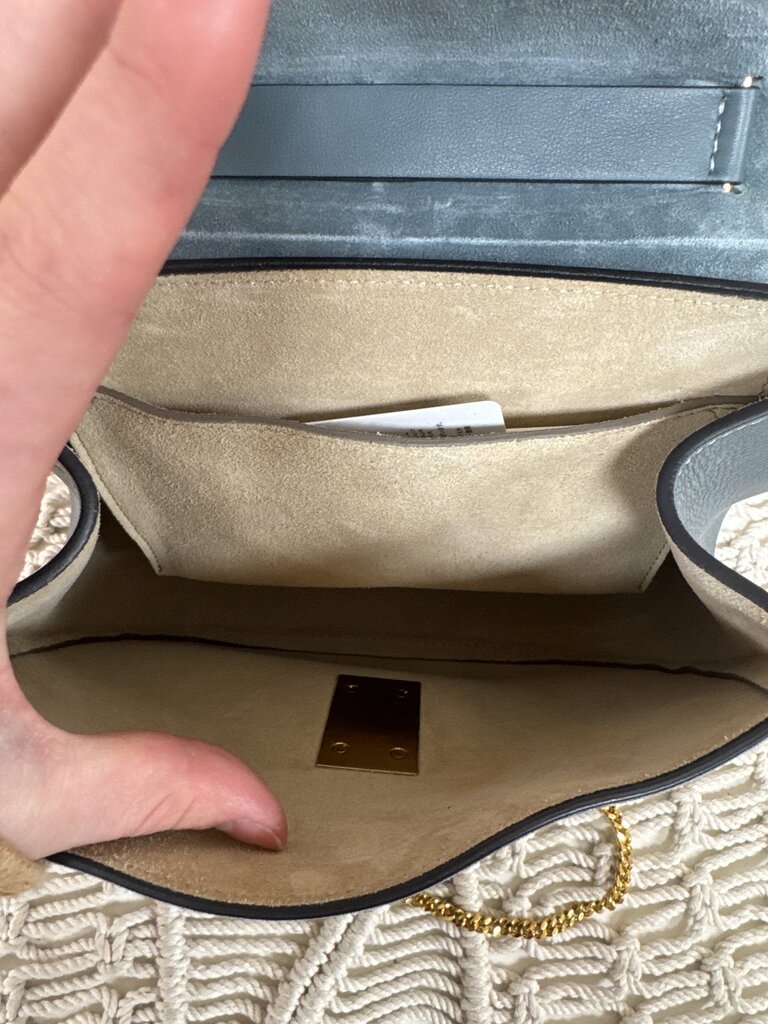 Chloe Slate Suede and Leather Drew Shoulder Bag