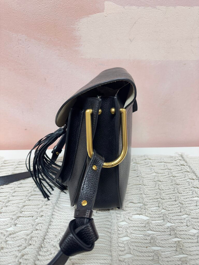 Chloe Black Leather Hudson Flap Shoulder Bag