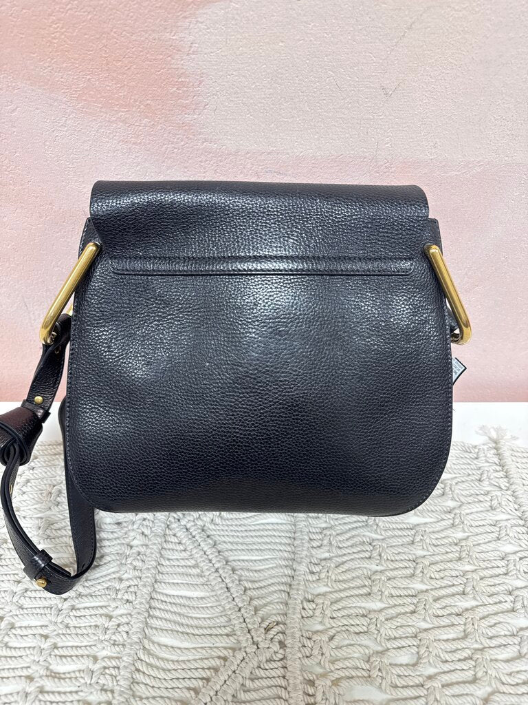 Chloe Black Leather Hudson Flap Shoulder Bag