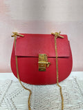 Chloe Red Leather Drew Shoulder Bag