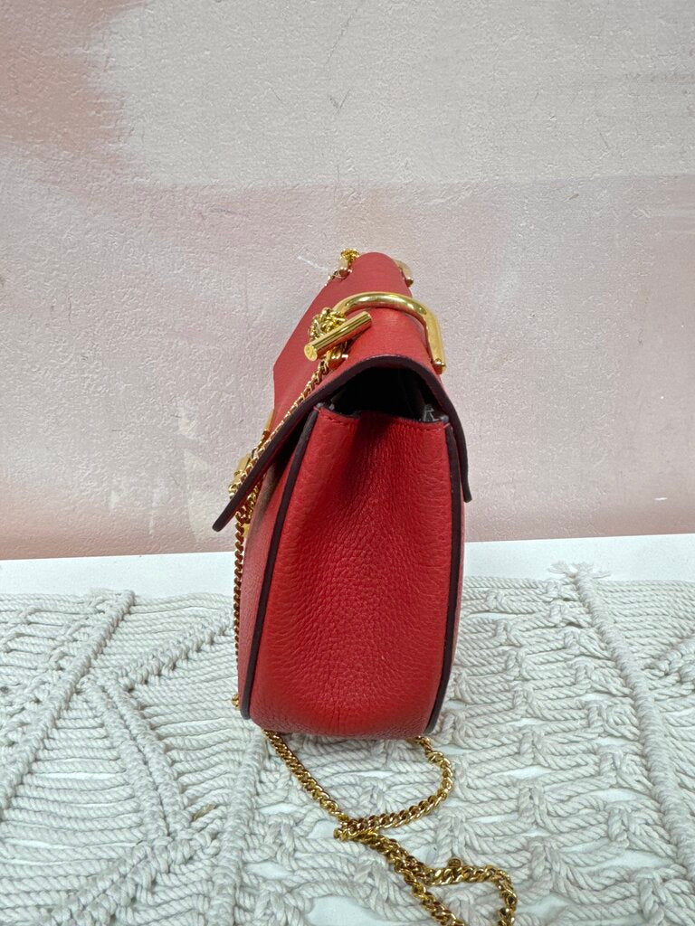 Chloe Red Leather Drew Shoulder Bag