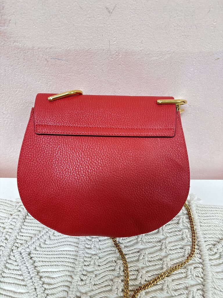 Chloe Red Leather Drew Shoulder Bag