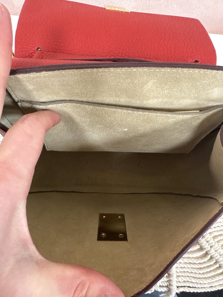 Chloe Red Leather Drew Shoulder Bag