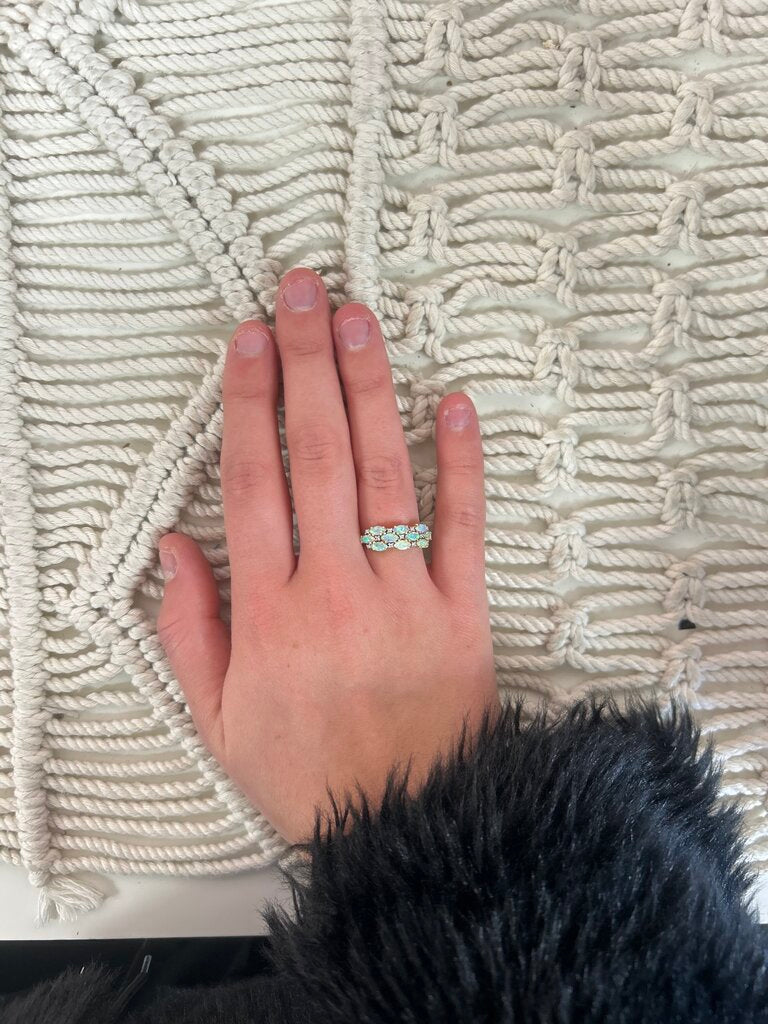 *Opal and Diamond 3 Row Ring