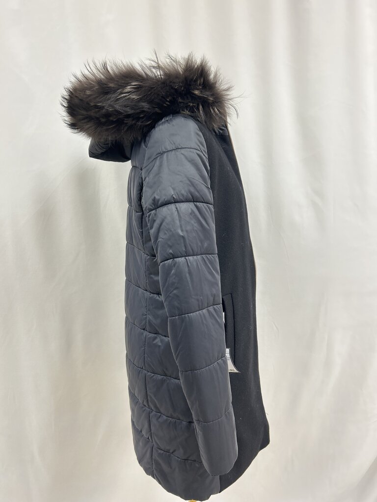 Gimo's Black Fur Trim Hood Reversible Jacket