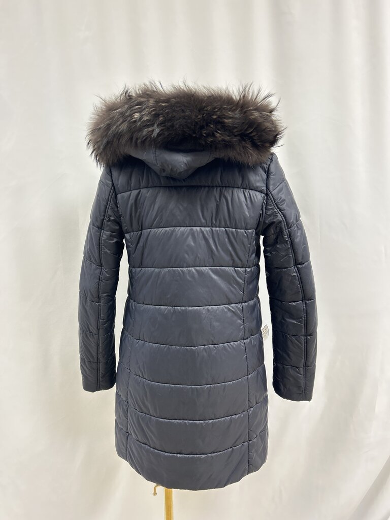 Gimo's Black Fur Trim Hood Reversible Jacket