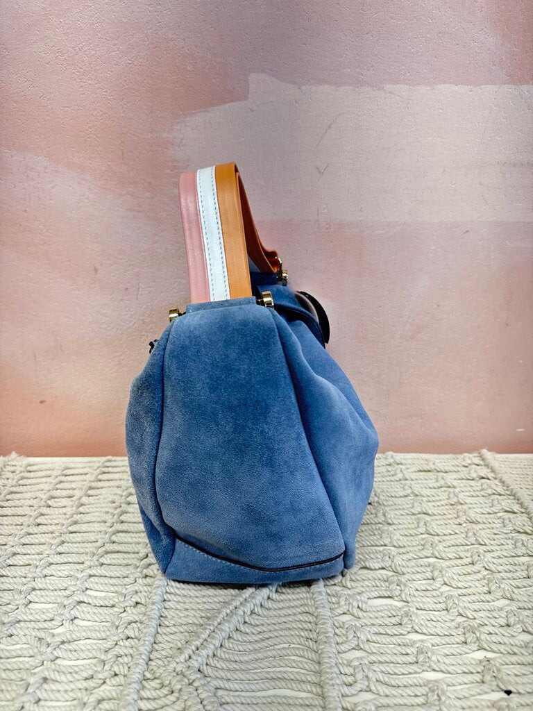 Manu Atelier Light Blue Suede Mini Tote w/Dustbag