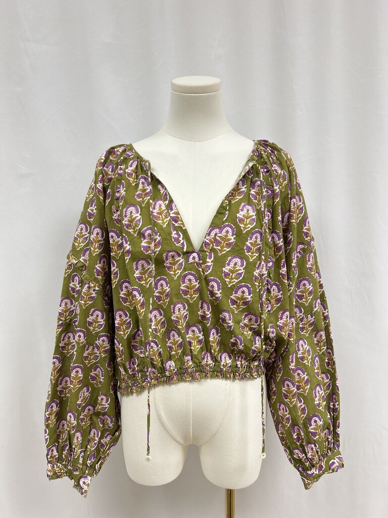 Chan Luu Green Printed Blouse