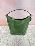 Advene Moss Suede Mini Bucket Bag w/Dustbag