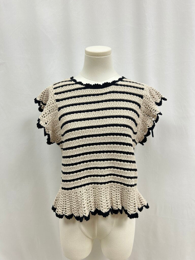 Rails Tan Knit Ruffle Sweater