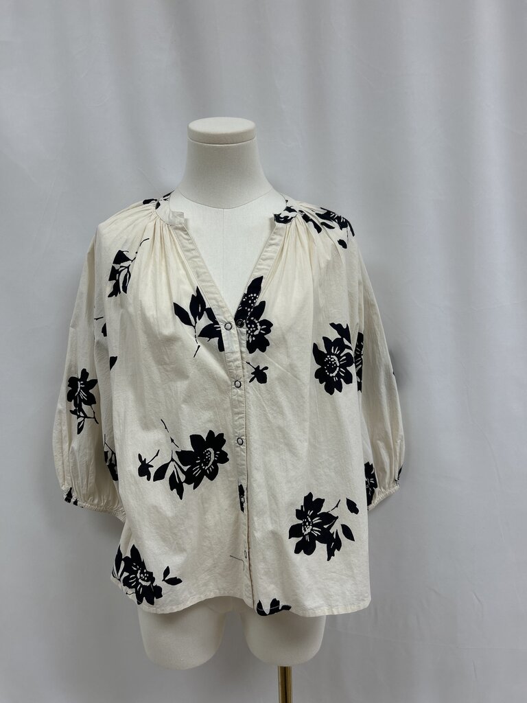 Apiece Apart Ecru and Black Peasant Top