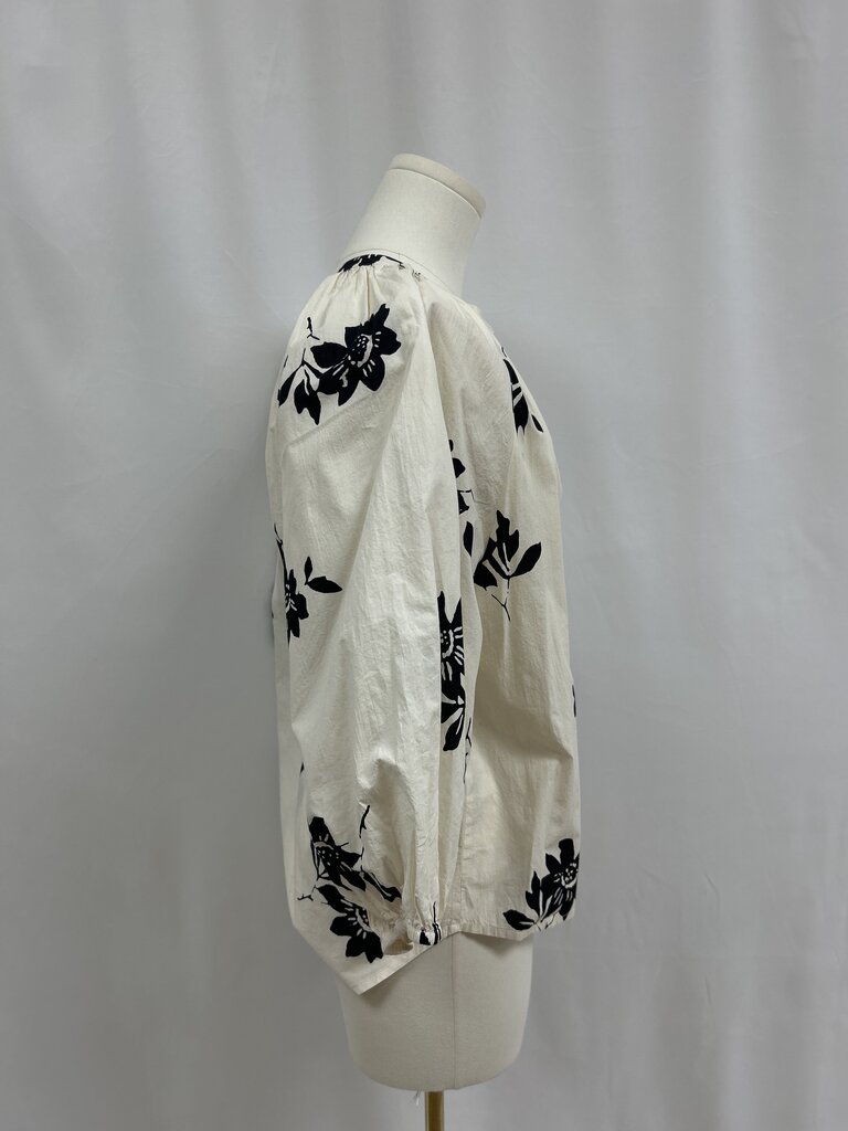 Apiece Apart Ecru and Black Peasant Top