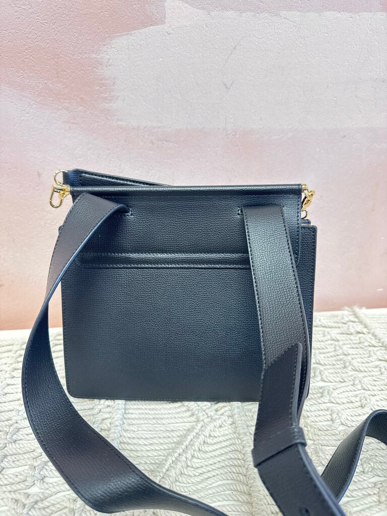 Polene Black Textured Flap Shoulder Bag w/Dustbag